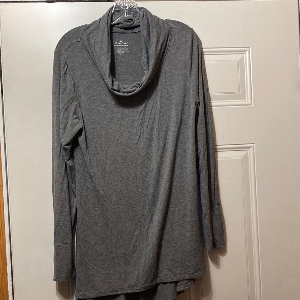 Cuddl Duds Softwear Stretch Pajama/ Loungewear Top - Heather Gray L
